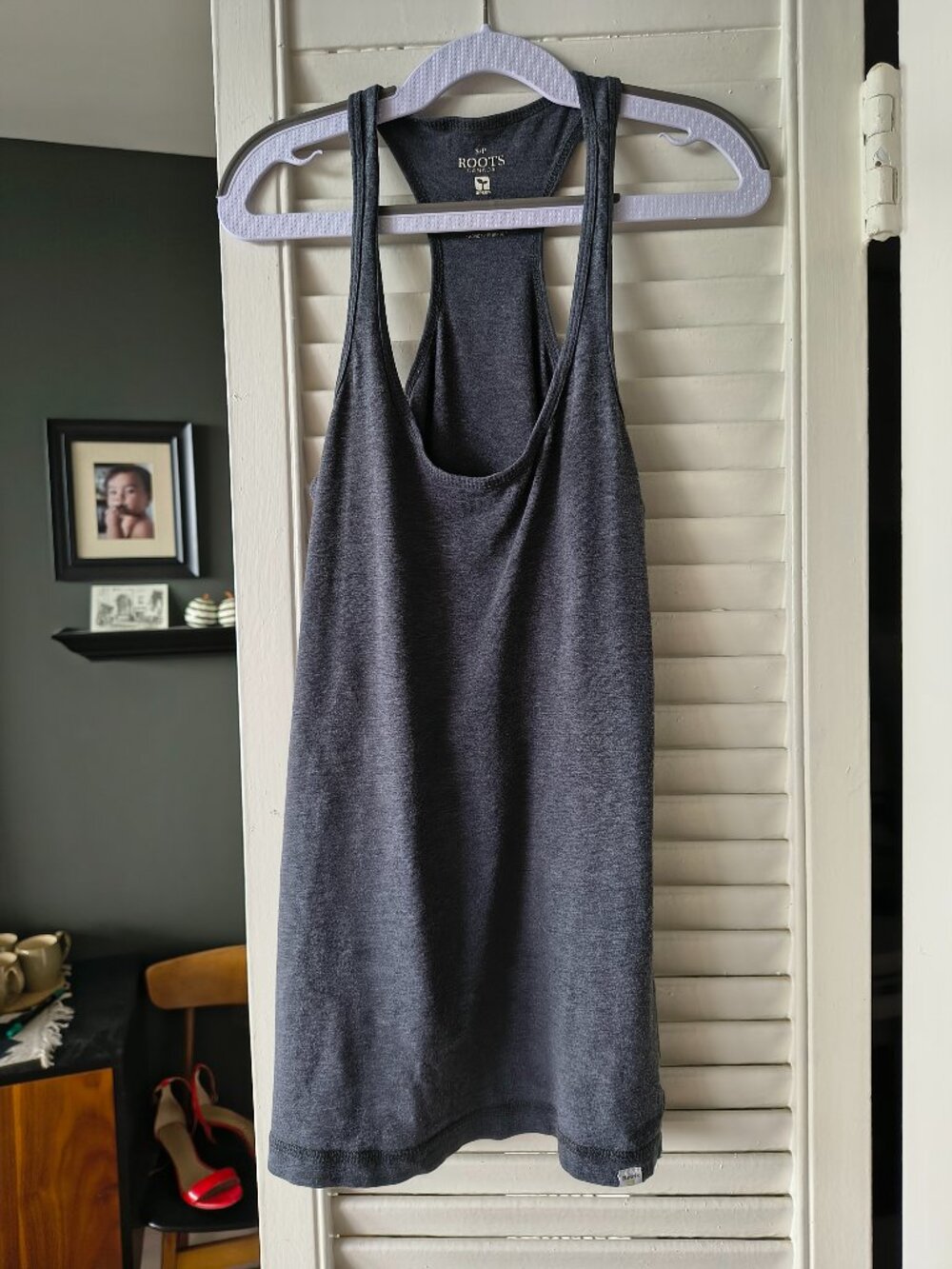 Roots Canada "Green" Organic Cotton Racerback Tank Top - Grey - Size S